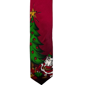 Jerry Garcia Silk Christmas Santa Tree Red Tie